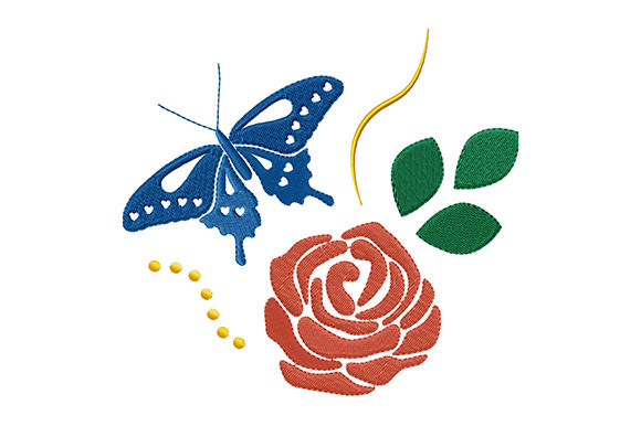 Red Rose and Blue Butterfly