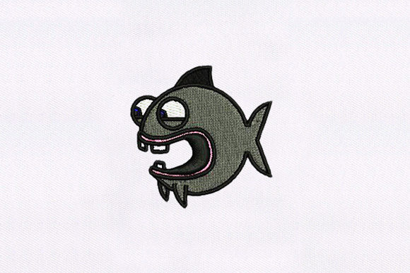 Scary Fish Embroidery Design