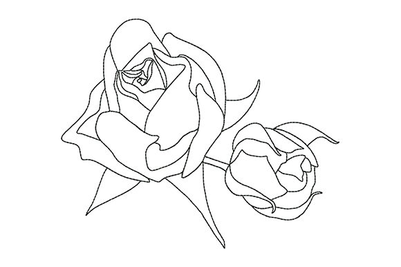Two Rose Buds Embroidery Design